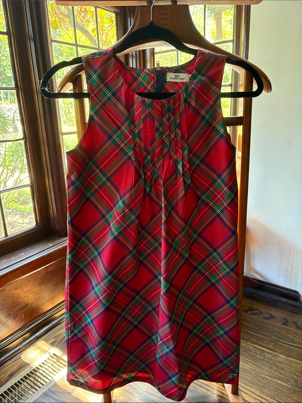 Vineyard Vines Red Plaid Sleeveless Girls Formal Dress